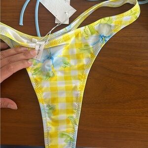 HOLD: Yellow Checkered Floral Bikini Bottom